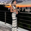 2pcs Striped Bikini Casual Vest Sling Top Suit Beach Summer Y2K Long Dress Suits For Women