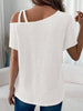 Asymmetrical Neck Short Sleeve T-Shirt by Simply Love