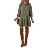 Solid Color Fashion Long Sleeve Stitching Dress Women
