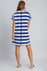Peace Applique Striped Short Sleeve Mini Dress – Fun Peace Sign Detail, Striped Pattern, High-Low Design for a Trendy and Versatile Look by Stevvex