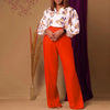 Printed Floral Lace-Up Top & Wide-Leg Pants Set – 4 Colors, S–3XL by FitiqueFit