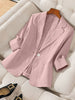 Women's Three-Quarter Sleeve Single-Button Casual Blazer by FitiqueFit