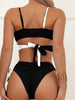 Royal Sunset Colorblock Bikini Set for Summer – Sleek V-Neck Two-Piece Swimsuit with Tie Back High Cut Bottoms & Ultra-Stretch Spaghetti Straps – Women's Swimwear for Koningsdag Beach Days & Summer Celebrations by Stevvex