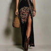 Digital Print Sleeveless Split Maxi Dress – High-Waist V-Neck Long Dress for Women by FitiqueFit