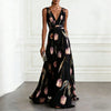 Women's Tulip Print Sleeveless Deep V-Neck A-Line Maxi Dress – 7 Colors by FitiqueFit