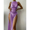 Women's Solid Color Three-Piece Bikini Set with Maxi Dress Cover-Up by FitiqueFit