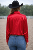 Neon Spur Embroidered Logo Satin Button Up Rodeo Shirt -Red by Neon Spur