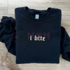 "I Bite" Gothic Funny Sweatshirt by Dog Mom Hat
