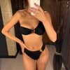 Modern Design Bikini Set One Shoulder Women's Swimsuits High Waist Bright Color Swimwear Women Rings Ribbed Bikinis Women's Ribbed O-Ring String Bikini Swimsuit Comfortable Swimwear by Stevvex