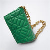 New Adorable Women's Handbag Green Small Flap Shoulder Bag In Thick Metal Chain Women's Clutch Bags Luxury Ladies Shoulder Purse by Stevvex