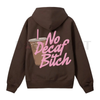 "No Decaf" Brown Zip-Up Hoodie – Coffee Lover Statement by Dog Mom Hat