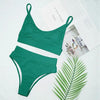 Women Bikini Sets Solid Color Ruffled Swimwear Bathing Suits 2 Piece Split Push Up Bandage Beachwear Women's Bikini Scoop Neck Straps Cutout Crop Top Lace Up Bottom Comfortable Two Piece Swimsuits by Stevvex