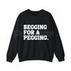 "Begging for A Pegging" Funny Letter Print T-Shirt – Adult Humor Graphic Tee, Unisex Sweatshirt & Hoodie