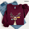 Vintage Reindeer Christmas Crewneck – Cute Retro Reindeer Pullover by Dog Mom Hat