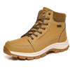 Brown Winter Mens Snow Boots Warm Plush Boots Waterproof Leather Ankle Boots Fashion Outdoor Non-slip Men's Hiking Boots Winter Ankle Snow Hiking Boots Warm Water Resistant Sport Shoes by Stevvex