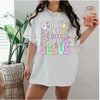 Aesthetic "Easter Is For Jesus" Floral T-Shirt - Boho Silly Rabbit Christian Graphic Tee, Premium 100% Cotton Religious Spring Top, Wildflower Faith-Based Holiday Shirt, Soft Lived-In Heavyweight Sunday Morning Apparel, Made in USA Women's Easter Gift
