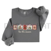 Retro Winter Stamp Sweatshirt – Patchwork Christmas Stamps Coquette Aesthetic Jumper by Dog Mom Hat
