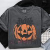 Comfort Colors® Jack o' Lantern Shirt – Preppy Coquette Halloween T-Shirt, Women's Pumpkin Bow Tee by Dog Mom Hat
