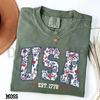 Floral USA Shirt – Retro Botanical America Tee by Dog Mom Hat