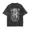 Girls Will Be Girls Medusa T-Shirt – Oversize Unisex Washed Graphic Tee, Lightweight Retro Greek Mythology Streetwear