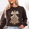 Cute Leopard Print Christmas Tree Crewneck – Women's Girly Holiday Sweatshirt by Dog Mom Hat