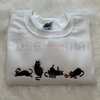 Goth Christmas Cats Embroidered Pullover – Dark Aesthetic Holiday Crewneck by Dog Mom Hat