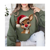Cozy Reindeer & Santa Hat Christmas Sweatshirt by Dog Mom Hat