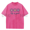 Holafish Acid Wash Daisy Print T-Shirt by Dog Mom Hat