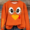 Women's Casual Thanksgiving Turkey Print Pullover Sweater by Dog Mom Hat