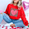 Retro Checkered Heart Sweatshirt by Dog Mom Hat