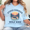 "Stupid Canadian Wolf Bird" T-Shirt – Hockey Romance Inspired Tee, Funny LGBT Hockey Fan Gift, BookTok Sarcastic Sports Romance Graphic Top, Unisex Apparel by Dog Mom Hat