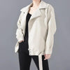 PU Faux Leather Jacket Women Loose Sashes Casual Biker Jackets Outwear Female Tops BF Style Black Leather Jacket Coat by Stevvex