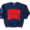 Merry Oversized Print Christmas Sweatshirt – Unisex Festive Holiday Pullover by Dog Mom Hat