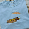 "Hot Dog on the Beach" Embroidered Dachshund T-Shirt by Dog Mom Hat