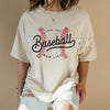 "Livin' That Baseball Mom Life" Short Sleeve Crew Neck - Premium 100% Cotton Baseball Mom Graphic Tee, Game Day Sports Mom Gift, Soft Lived-In Heavyweight Bleacher Life Shirt, Cactus & Clay Aesthetic Baseball Top, Made in USA Team Mom Apparel