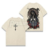 The Madonna Sanctuary: Virgin Mary Washed Tee – Heavy Cotton Gothic Streetwear, Sacred Art Graphic T-Shirt