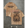 Retro Washed T-Shirt Double Sided Printed 'JESUS PAID IT ALL' Letter & Cross Pattern by Dog Mom Hat