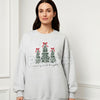 Merry & Bright Christmas Tree Embroidered Sweatshirt – Festive Holiday Crewneck
