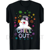 Women's Black Frosty The Snowman "CHILL OUT" T-Shirt – Vintage Snowman Graphic Summer Tee by Dog Mom Hat