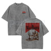 Wash Cowboy Art Streetwear Dark Americana T-Shirt – Retro Western Graphic Tee, Vintage Acid Wash Lightweight Cotton Unisex Summer & Autumn Top