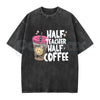 Half Teacher Half Coffee T-Shirt – Funny School Educator Graphic Tee, Vintage Washed Caffeine Lover Lightweight Cotton Teacher Gift Top