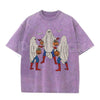 Vintage Wash Spooky Spiderman Ghost Costume Halloween Graphic Tee – Retro Superhero Spooky Season Shirt, Acid Wash Lightweight Cotton Unisex Top