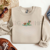 Dachshund on Skis Embroidered Sweatshirt – Funny Christmas Dog Crewneck by Dog Mom Hat