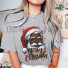 African American Santa Christmas Pajama Black X-Mas T-Shirt – 100% Cotton Family Tee by Dog Mom Hat