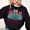 "Merry & Bright" Tree Sweatshirt with Festive Lights & Bows by Dog Mom Hat