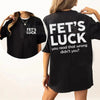 Funny "Fet's Luck" Women's T-Shirt – Witty Wordplay Graphic Tee, Remastered Heavy Cotton Casual Womenswear, Soft Lived-In Heavyweight Sarcastic Shirt, Made in USA