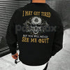 "I May Get Tired But You Will Never See Me Quit" Skull Print T-Shirt – Motivational Graphic Tee, Unisex Hoodie & Sweatshirt