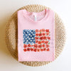Floral American Flag T-Shirt – Patriotic Red Poppy Flower Independence Day Tee for Women
