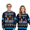 Geeksoutfit Tech Support Fun Ugly Christmas Sweater – Cozy Knit Crewneck Pullover by Dog Mom Hat
