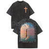 Isaiah Prophecy Cross Tee – 230g Heavyweight Washed Cotton Double-Sided Retro Streetwear Graphic T-Shirt